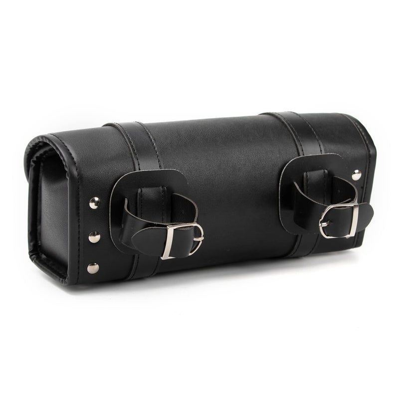 ELAINESTORE Motorcycle Bag  Universal Motorcycle Handlebar Bag  Motorcycle Fork Bag PU Leather Black Roll Saddlebags for Honda Kawasaki Suzuki Yamaha - Image 2
